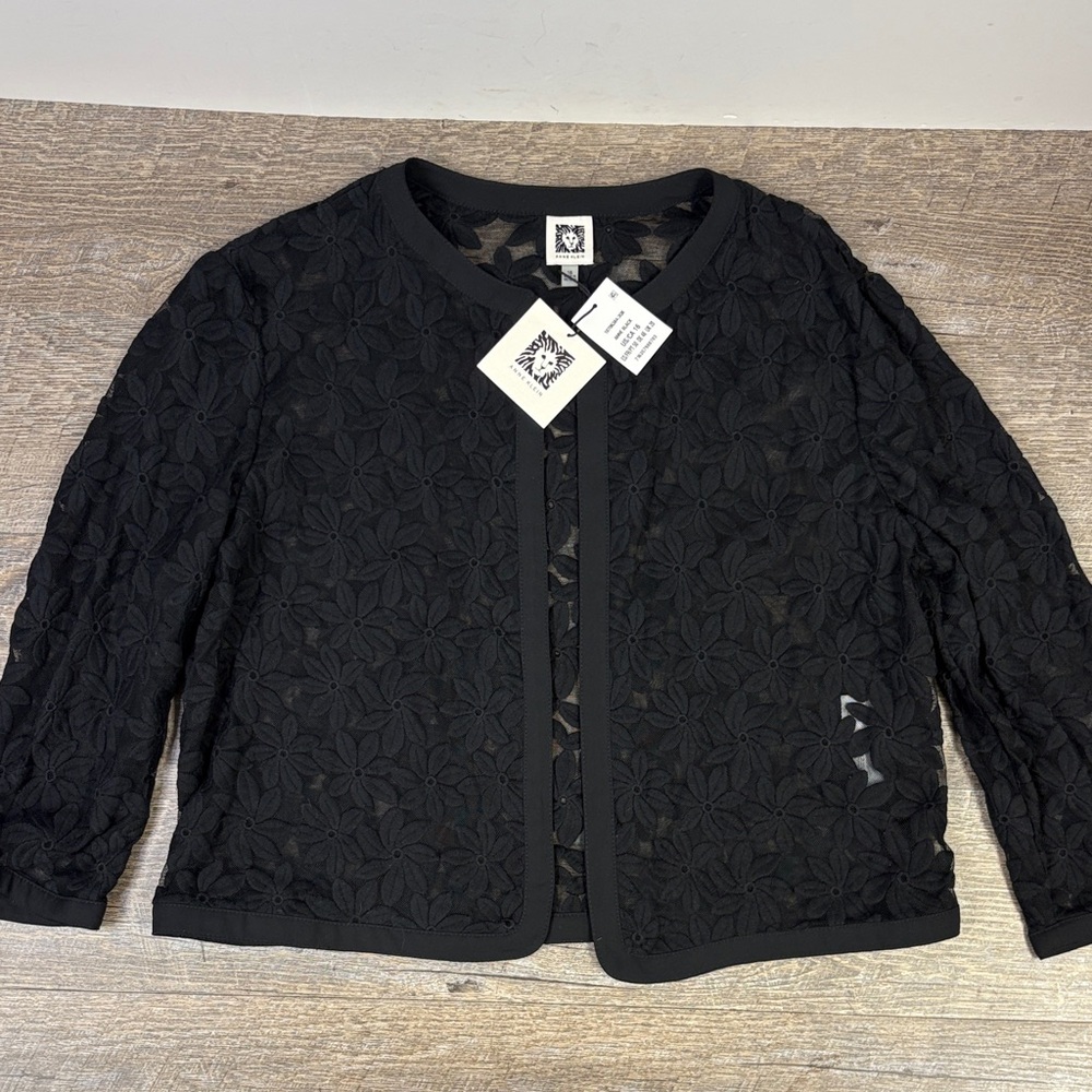 Anne Klein Floral Embroidered Mesh Jacket – Size 16 - NWT